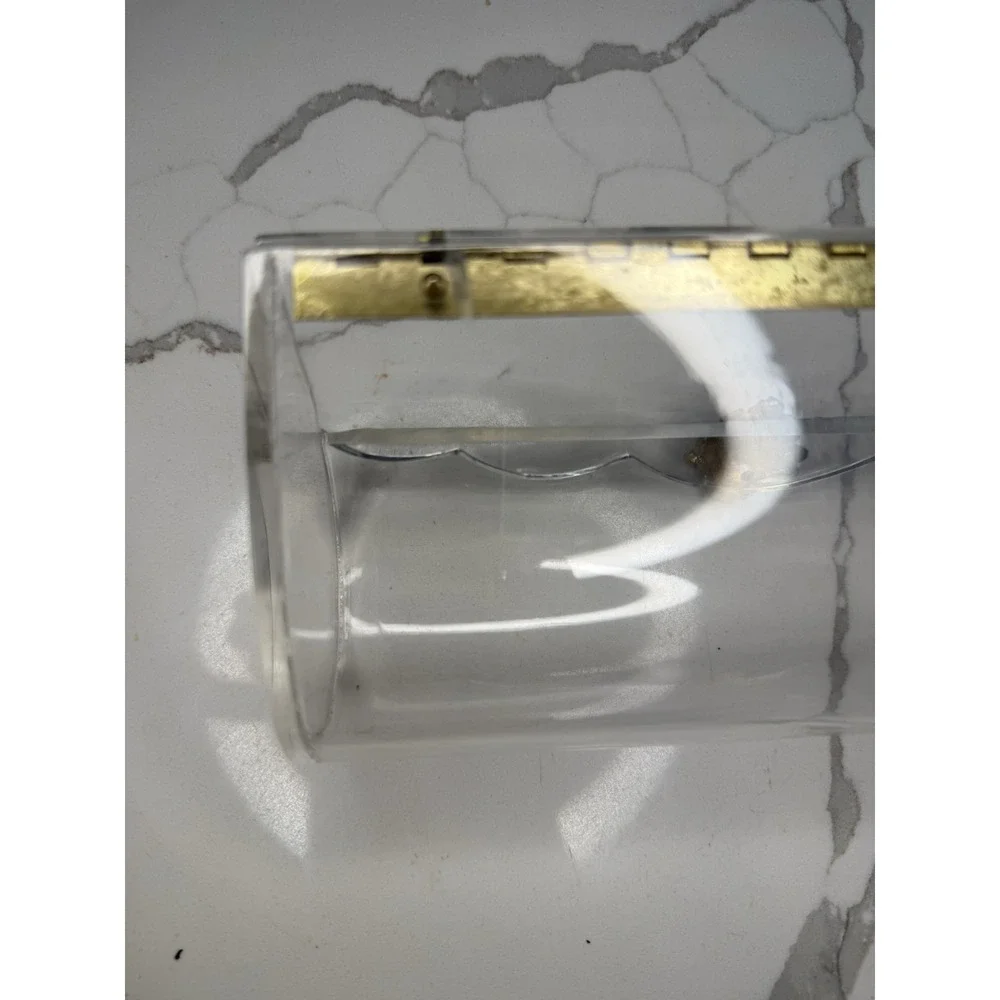 Vintage Lucite Acrylic Clutch Hinged Scalloped Edge handbag 1950s clear plastic